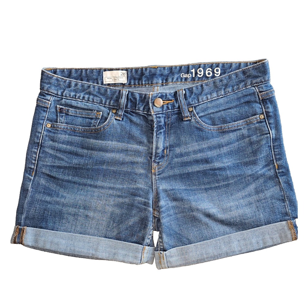 Gap Real Straight Denim Cuffed Hem Shorts Size 28